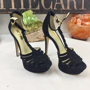 BCBG Generation Black suede Heel Braided strap
